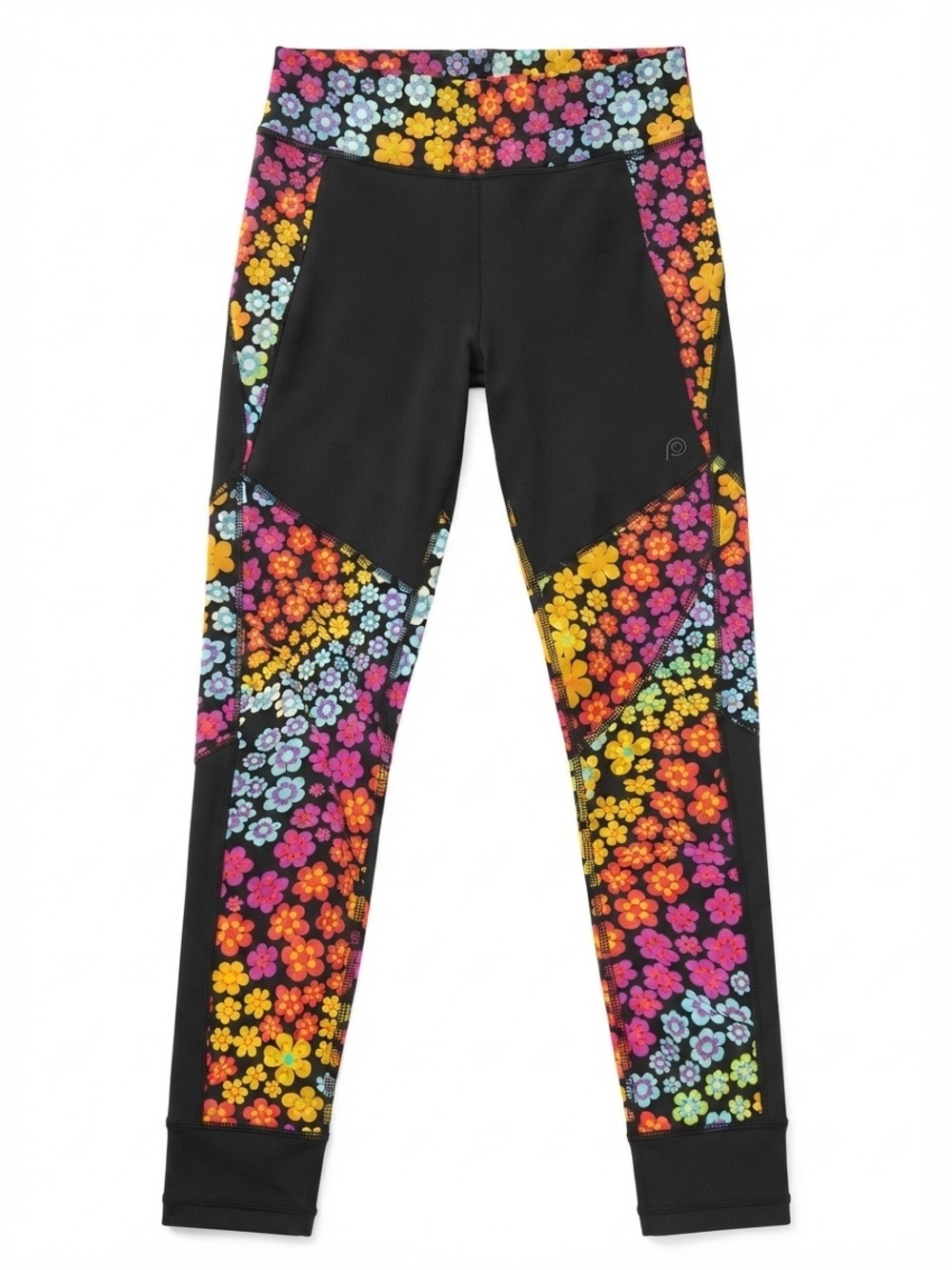 Pop Fit Floral Colorblock Active Leggings - Black Multi